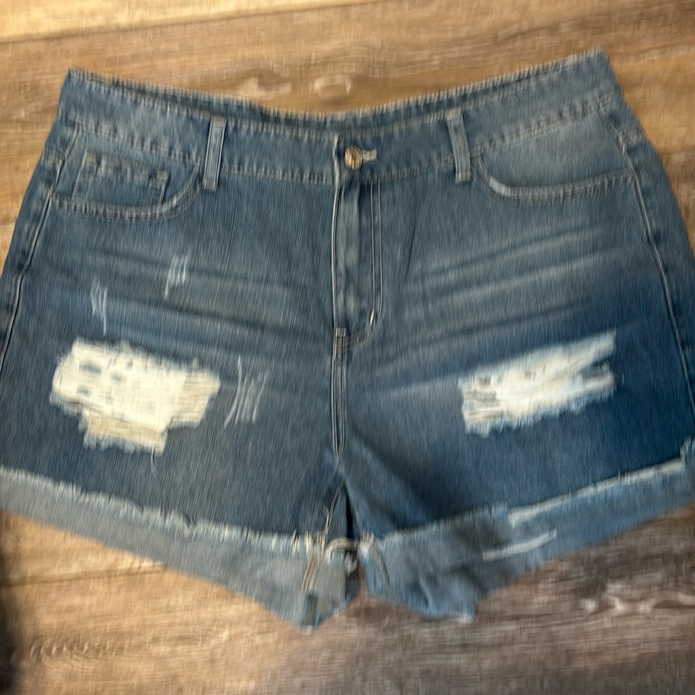 Light wash denim shorts